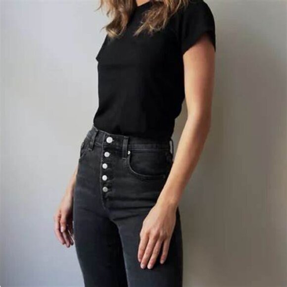 Denim Forum Yoko High Rise Slim Jeans Washed Black Size 26 👖🖤 - Picture 2 of 12